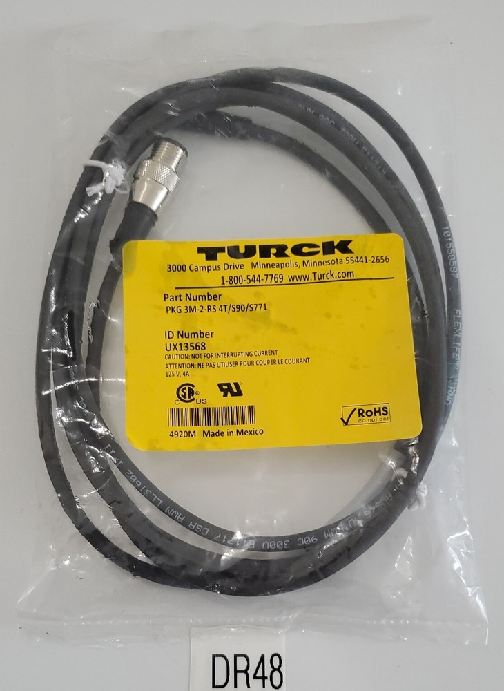*NEW SEALED* Turck PKG 3M-2-RS 4T/S90/S771 Automation Cable UX13568 + Warranty!