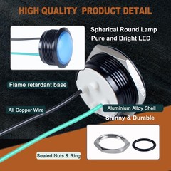 22mm 110VAC 220VAC Metal LED Indicator Light Waterproof IP67 Raised Head Blue