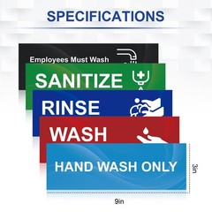 Wash Rinse Sanitize Sink Labels, 5 Pack 3 Compartment Sink Signs, Waterproof …