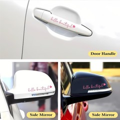 Pink Heart Rearview Mirror Decal for Cars, 3X Waterproof Vinyl Mir Color: Pink