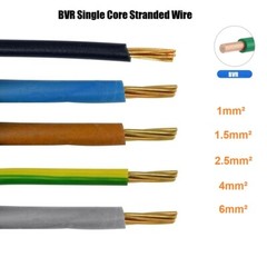 BVR Single Core Stranded Wire Pure Copper Cores PVC Electrical Cable 1mm² ~ 6mm²