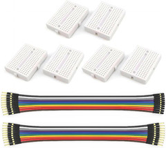 6 Pcs Mini Small Breadboard Kit White 170 Tie Points (Includes 10-Pin Male/Femal