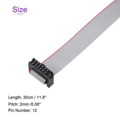 5 Pack Long 30CM 2MM Flat Ribbon Cable IDC 12 Pin Connector