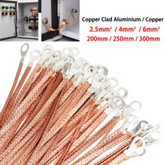 2.5mm² – 6mm² Copper Flat Braid Line Earth Ground Lead Strap Cable Wire 100 Pcs