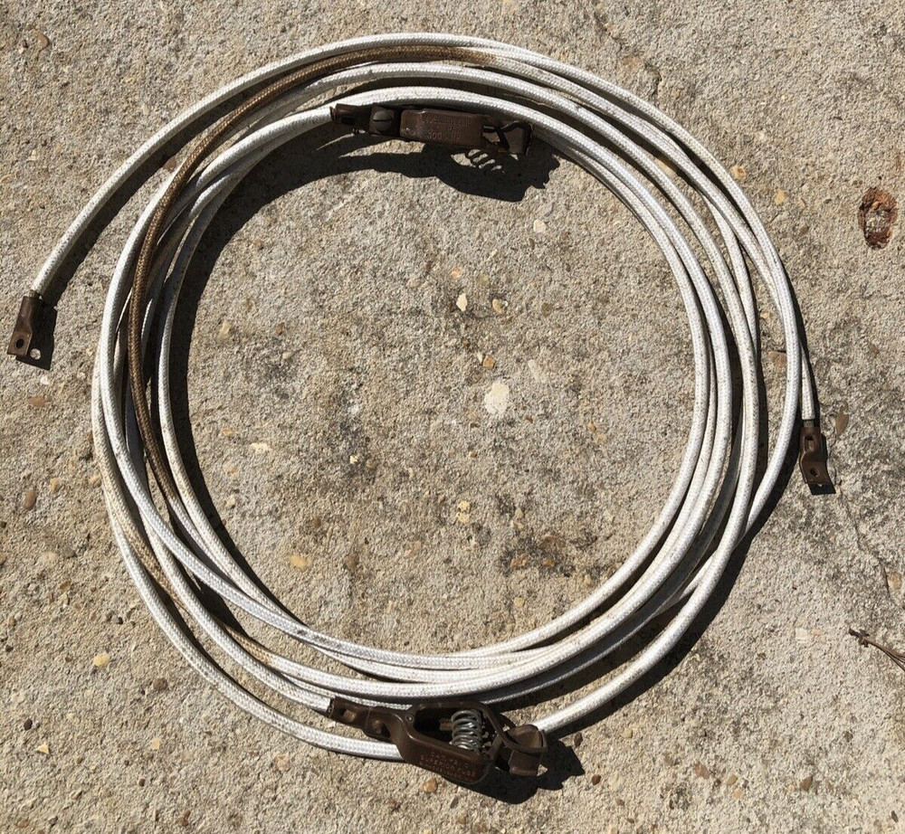 Mueller Heavy Duty Grounding Cables Electric Copper Clips Attached Vintage