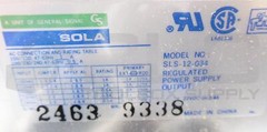 SOLA SLS-12-034 REGULATED POWER SUPPLY 240VAC 47-63HZ