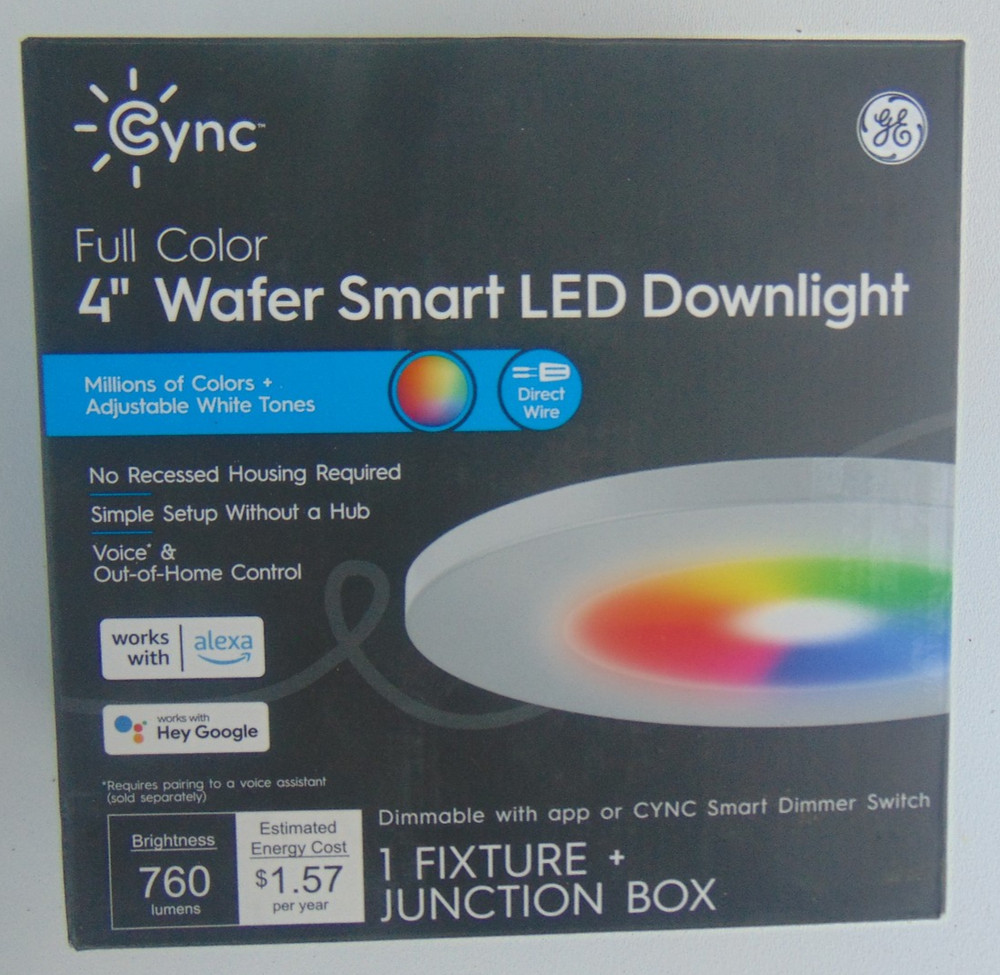 GE CYNC Full Color 4 Inch Wafer Smart LED Downlight Fixture New in Box