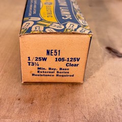 Vintage Box of NOS GE NE-51 Glow Lamps General Electric Bulbs, Incomplete Box
