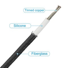 9.8Ft 14AWG Electronic Wire High Temperature Electrical Silicone Cable Black