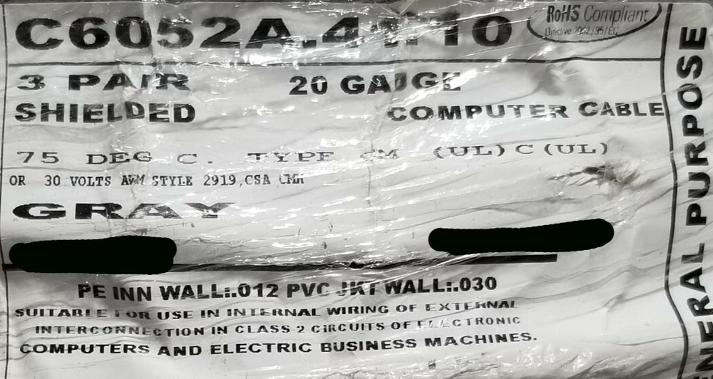 Carol C6052A 20/3P Individually Shielded Twisted Pairs Data Cable Gray /25ft