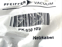 Pfeiffer Vacuum PK 050 109 Mains Power Cable MVP 035-2, Euro C13