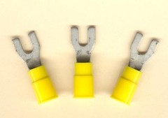 25 Yellow Insulated FORK SPADE Terminal Connector 12-10 Wire Gauge #6 Stud MOLEX
