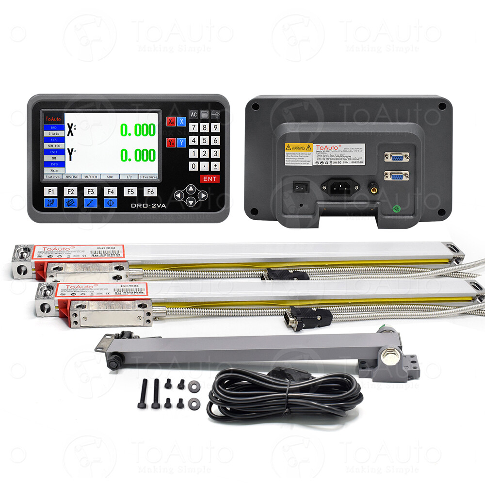 2 Axis DRO Digital Readout LCD Display with 2pc Glass Linear Scale 250mm+1000mm