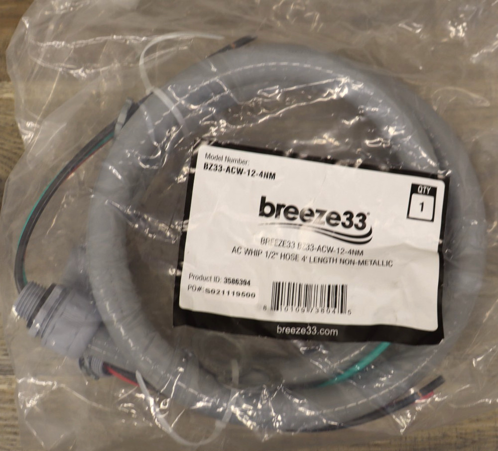 Breeze33 6ft Furnace Whip 15 Amps 1/2″ Flexible Metal Conduit Assembled GFCI