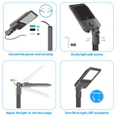 300W LED Shoebox Area Light Commercial Street Parking Lot Pole Lamp 5500K IP65