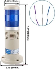 BAOMIAN 24V DC Industrial Signal Tower Light Buzzer Blue LED Continuous Warning