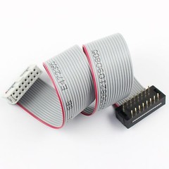 2Pcs IDC Male 16 Pin Connector To IDC Female 16Pin Flat Ribbon Cable Length 25CM