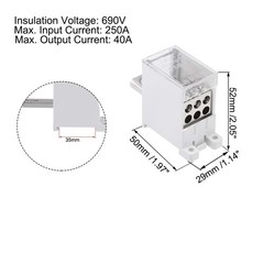 1 in 6 Out DIN Rail Terminal Block Distribution Block 690V 250A Max Input