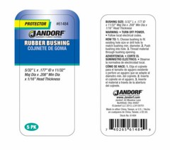 Jandorf Protector RUBBER BUSHING 5 pk 0.208 Dia. Hole Isolate Insulate 61484 NEW