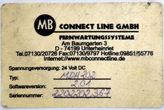 MB CONNECT LINE Remote Maintenance System MDH 202 Software Version 2.01 Used