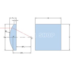 k9 Plano-Convex Square Cylindrical Lens/9.0×7.0mm F=7.70mm Uncoated/AR Coated 1X