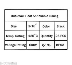 3/16″ ID X 4 Ft 3:1 Ratio Black Dual Wall Adhesive Lined Heat Shrink Tubing