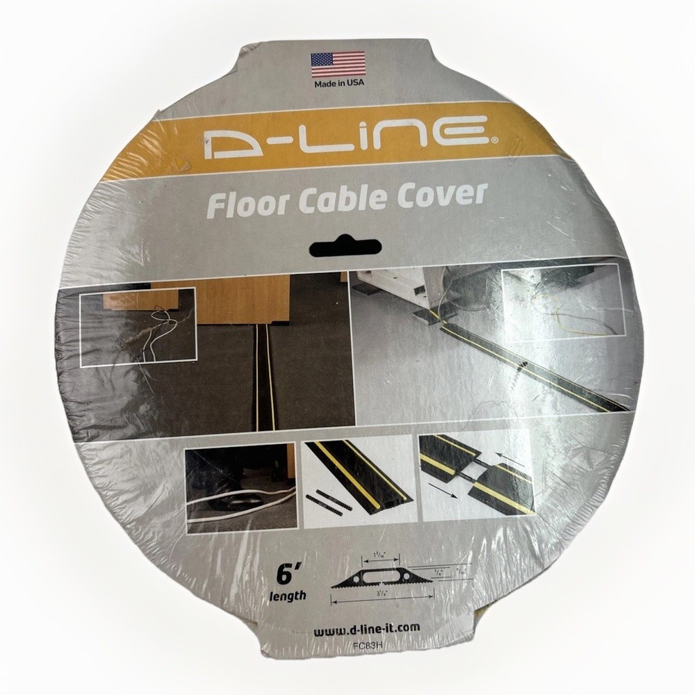 D-Line 6ft Floor Cord Cover Made in USA Linkable Cable Protector Heavy Duty NIP!