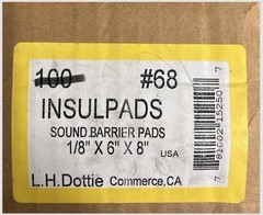 Dottie # 68 Insulpads Sound Barrier Pads 1/8″ x 6″ x 8″ LOT OF 25