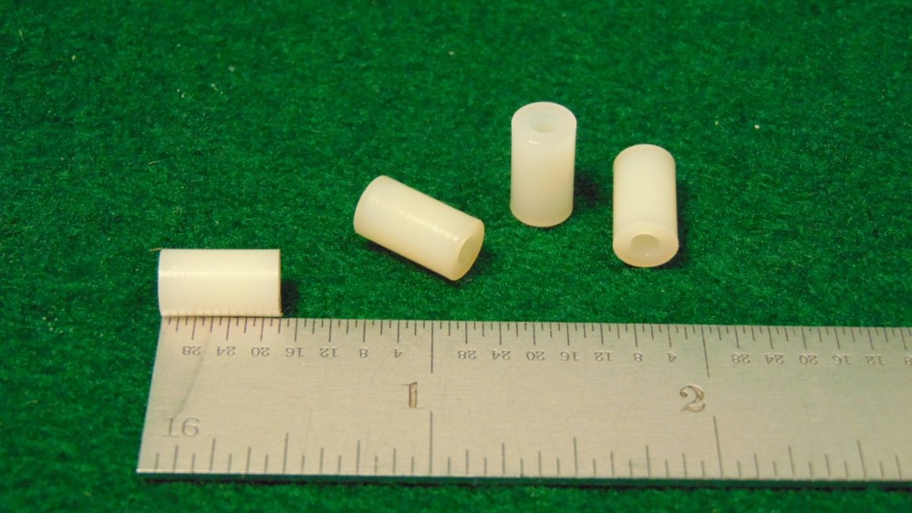 (8) Concord Round Plastic Spacer 1/4″D x 7/16″L Unthreaded #4 NOS