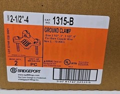 Box of 2-Bridgeport 1315-B (2-1/2″ – 4″) Ground Grounding Clamp for Copper Wire