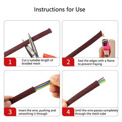 Expandable Braided Cable Tidy Sleeving Wire Harness Flexible Black Polyester PET