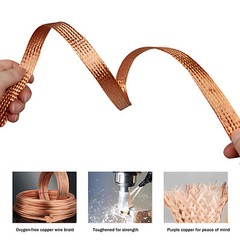Flat Pure Copper/Tin plated Braid Cable Copper Braid Wire Ground Lead 2.5-120mm²
