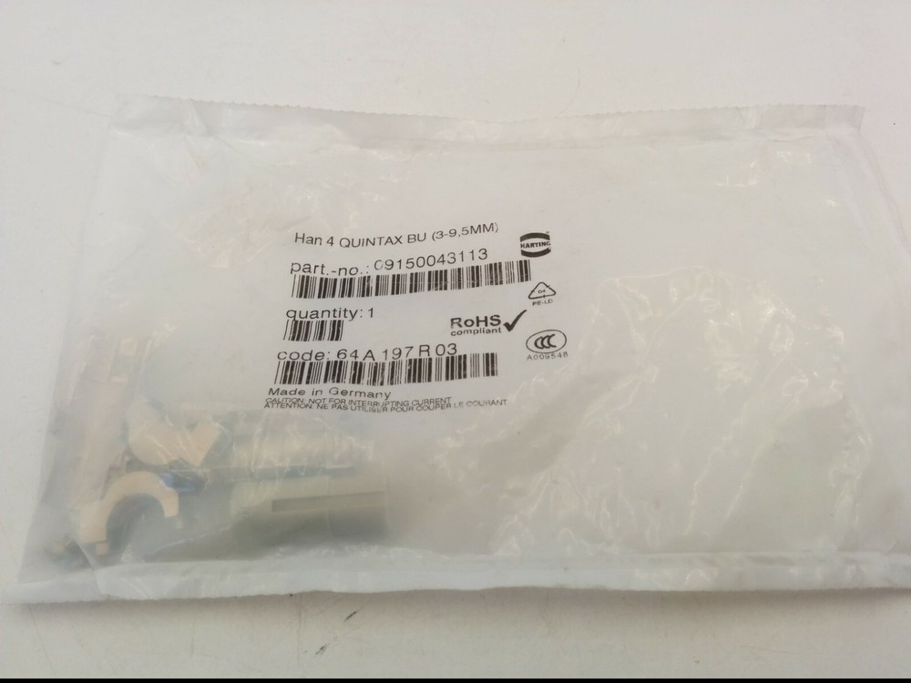 HARTING 09150043113 QUINTAX CONTACT, HAN 4 QUINTAX BU (3-9,5mm) 64A197R03, NIB