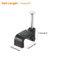 Cable Clips with Steel Nail, 200Pcs 10mm/0.39″ Plastic Cable Wire Clips, Black