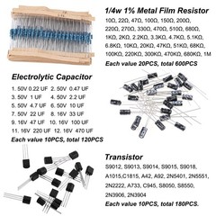 Electronics Component Set with LED Diodes, Resistors, and Capacitors Included
