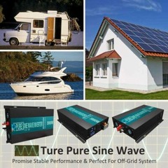 DC 24V to AC120V Pure Sine Wave Inverter 3000W Power Converter Home Battery Camp