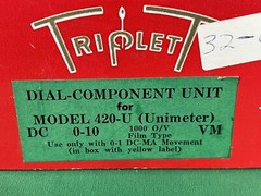TRIPLETT 420-U Unimeter Dial Component Unit DC 0-10 Volts,1000 O/V, Gauge Panel