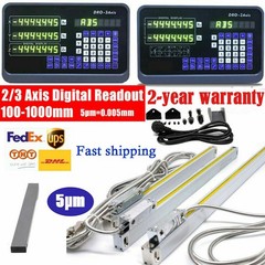 2/3 Axis DRO Display Digital Readout 5µm Linear Glass Scale Kit for Mill Lathe