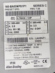 ALLEN BRADLEY 160-BA03NPS1P1 /C SPEED CONTROLLER 380-460V 2.8A 50/60HZ