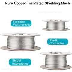 Braided Fabric Cable Flat Tinned Copper Metal Shielding Braided Sleeve Wire