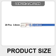 20Pcs Female Spade Crimp Terminal 3.8mm 20cm Wires, Blue