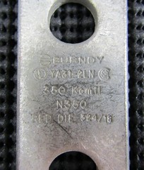 BURNDY YA31-2LN 350CU TWO-HOLE RED DIE COMPRESSION LUG – NEW NO BOX