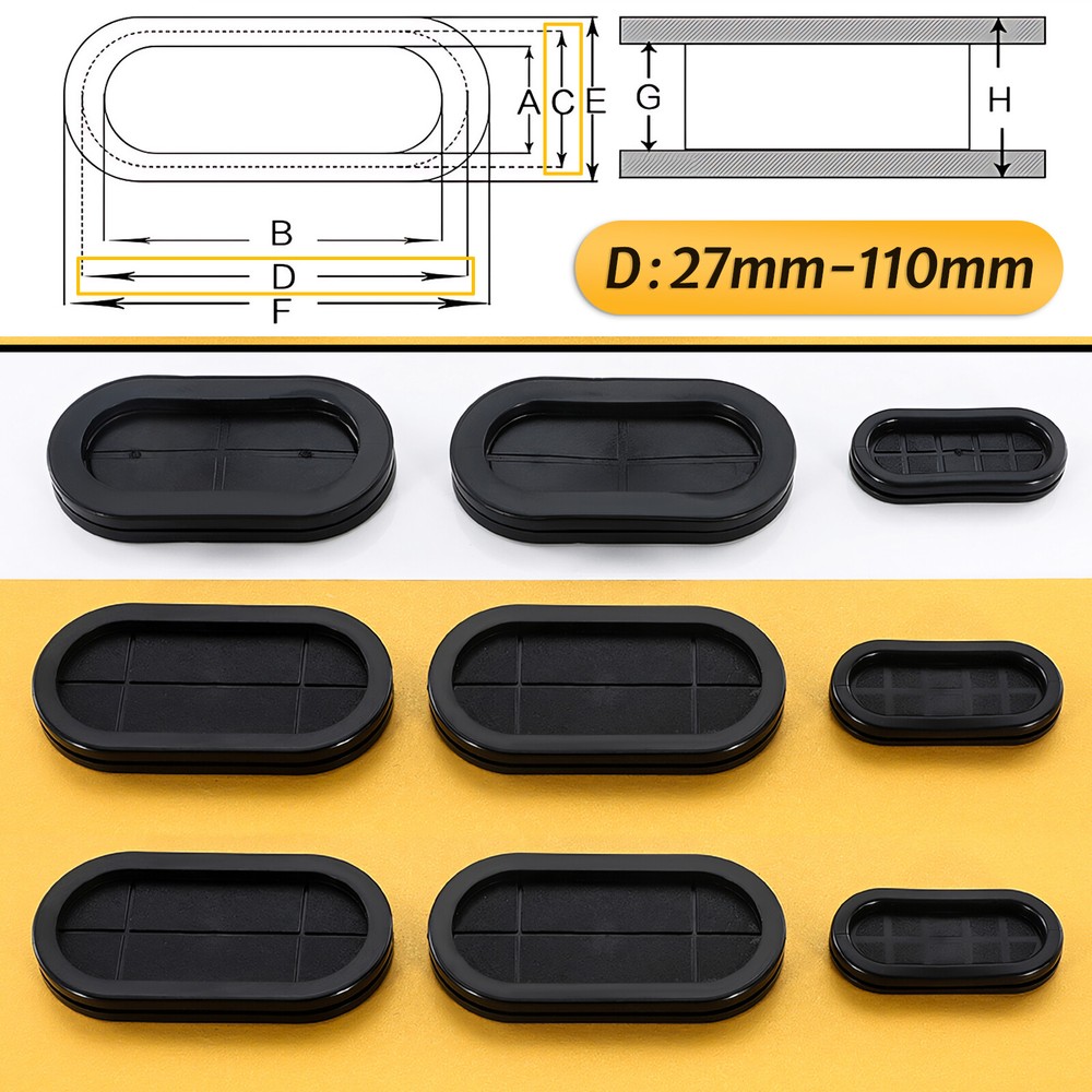 Oval Blanking Blind Rubber Wiring Grommet Dual Sided Closed Cable Hole Plug Bung