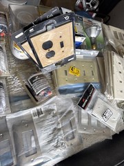Large Lot NOS Electrical Supplies Switches Outlets Wall Plates Leviton Pass & Se