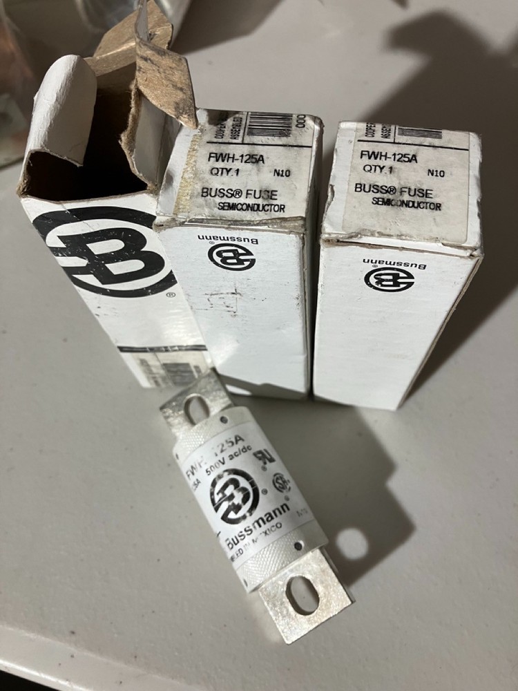 Cooper Bussmann Semiconductor Fuses 125A 500V (set of 3) FWH-125A Free Shipping.