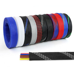 PET Nylon Braided Sleeve Tube 3-80mm Width Car Audio Cable Wire Sleeving Sheath