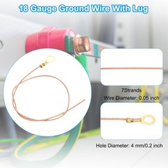 10 Inch Bare Copper Wire-Copper Grounding Lugs, 30 Pcs Cables with Lug