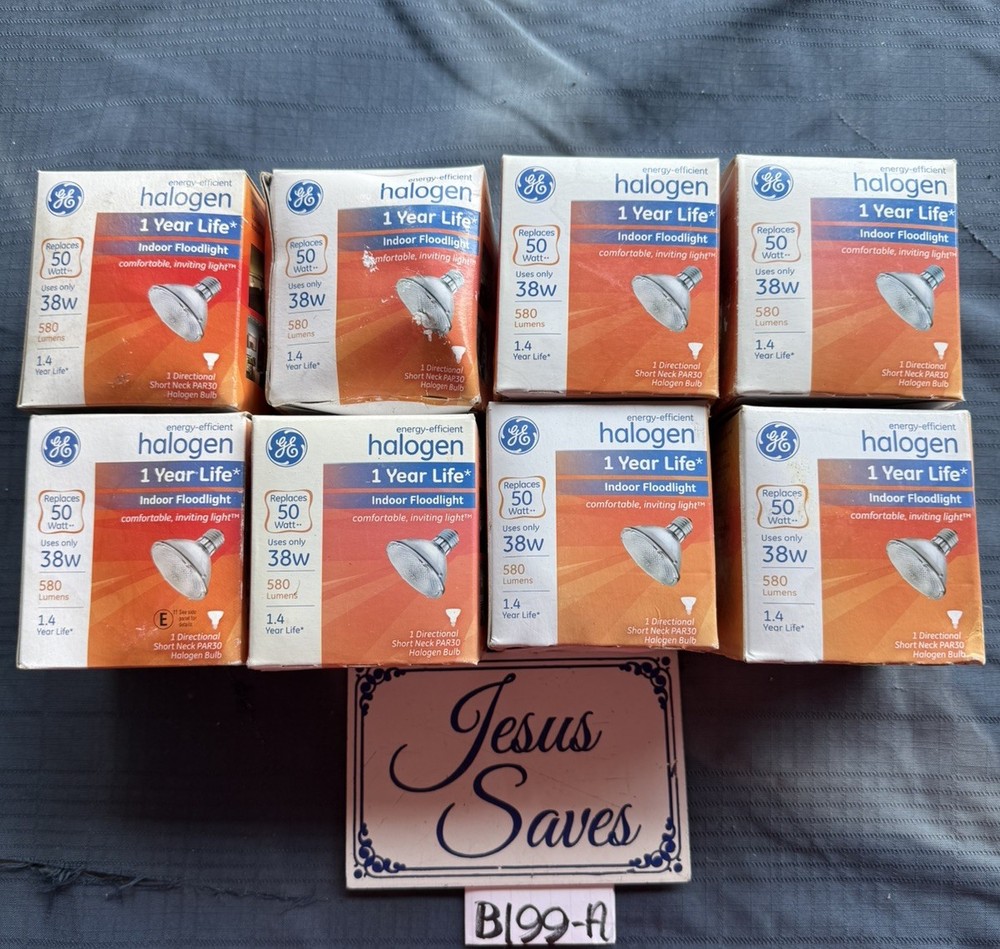 8- GE 69166 Energy Efficient Lighting Floodlight PAR30 Bulb 38W Eight Bulbs