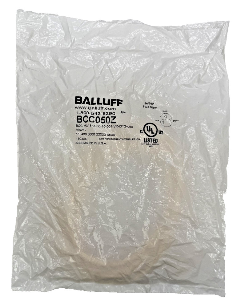 BALLUFF BCC050Z Cordset Straight Connector 3-PIN Cable