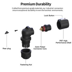 LP12 5 Pin Right Angle IP68 Waterproof Connector Aviation Electrical Plug